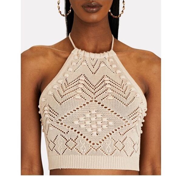 INTERMIX Stevie Crochet Halter Crop Top Size Small New With Tags - Picture 1 of 16
